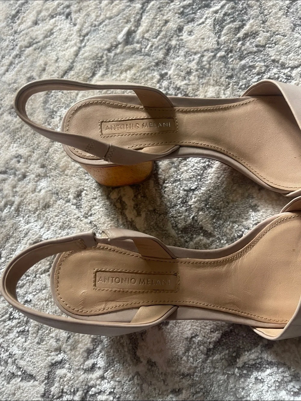 ANTONIO MELANI Nude Pointed Toe Slingback Flats